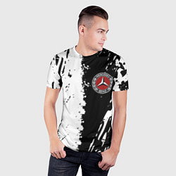 Футболка спортивная мужская Mercedes краски текстура, цвет: 3D-принт — фото 2