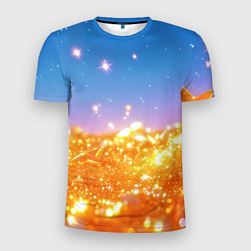 Мужская спорт-футболка Золотые шарики на голубом фоне / 3D-принт – фото 1