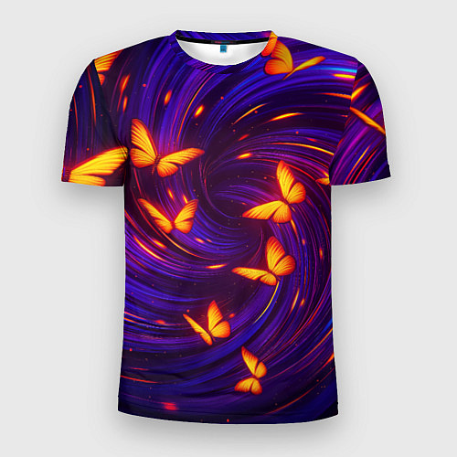 Мужская спорт-футболка Бабочки и фон-спираль - эффект перпективы / 3D-принт – фото 1
