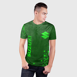 Футболка спортивная мужская Suzuki - green gradient вертикально, цвет: 3D-принт — фото 2