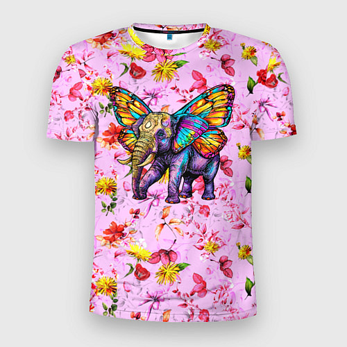 Мужская спорт-футболка Слон с крыльями бабочки / 3D-принт – фото 1