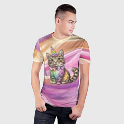 Футболка спортивная мужская Котенок в костюме единорога, цвет: 3D-принт — фото 2