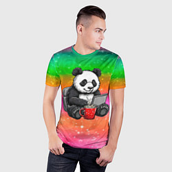 Футболка спортивная мужская Панда с кофе за ноутом, цвет: 3D-принт — фото 2