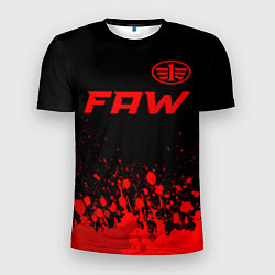 Мужская спорт-футболка FAW - red gradient посередине