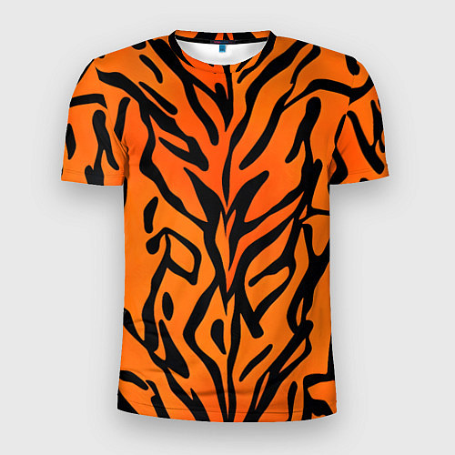 Мужская спорт-футболка Тигровый огненный паттерн / 3D-принт – фото 1