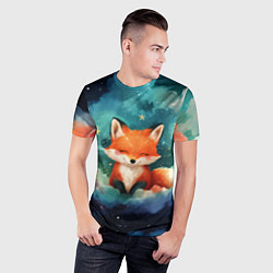 Футболка спортивная мужская Лисенок на облаках, цвет: 3D-принт — фото 2