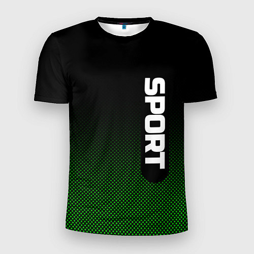 Мужская спорт-футболка Sport чёрно-зелёный текстурный / 3D-принт – фото 1