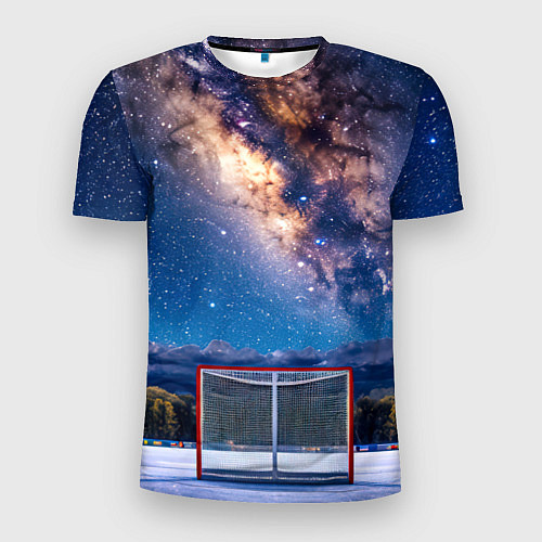 Мужская спорт-футболка Хоккейные ворота в ночи / 3D-принт – фото 1
