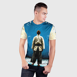 Футболка спортивная мужская Айкидоист на синем, цвет: 3D-принт — фото 2