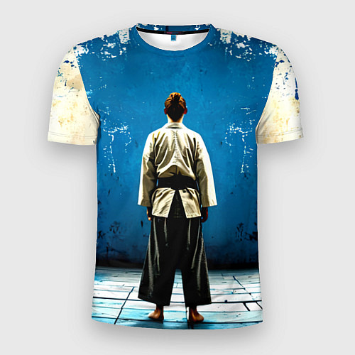 Мужская спорт-футболка Айкидоист на синем / 3D-принт – фото 1