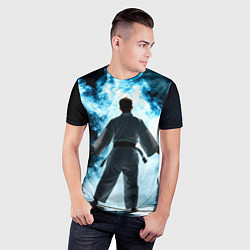 Футболка спортивная мужская Айкидоист в дыму, цвет: 3D-принт — фото 2