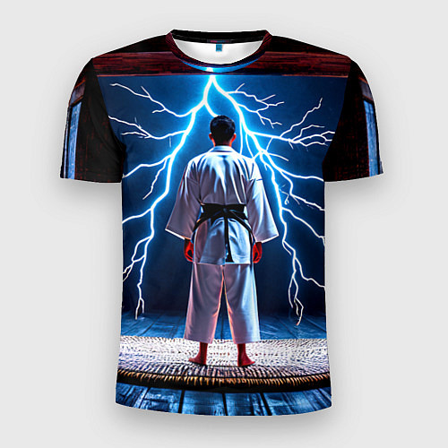 Мужская спорт-футболка Айкидоист и молния / 3D-принт – фото 1