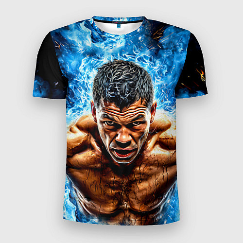 Мужская спорт-футболка Артуро Гатти в синем пламени / 3D-принт – фото 1