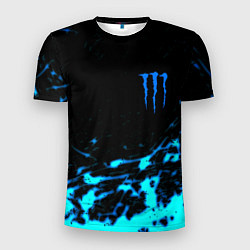 Футболка спортивная мужская Monster energy голубые краски, цвет: 3D-принт