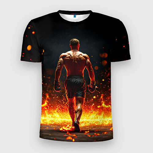 Мужская спорт-футболка Боксер и огонь / 3D-принт – фото 1