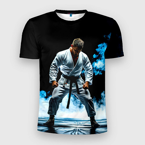 Мужская спорт-футболка Боец джиу-джитсу в дыму / 3D-принт – фото 1