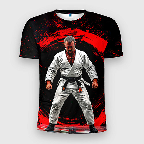 Мужская спорт-футболка Боец джиу-джитсу на черном / 3D-принт – фото 1