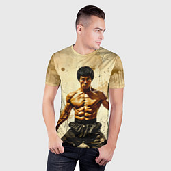 Футболка спортивная мужская Брюс Ли на бежевом, цвет: 3D-принт — фото 2