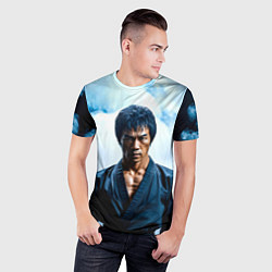 Футболка спортивная мужская Брюс Ли в дыму, цвет: 3D-принт — фото 2