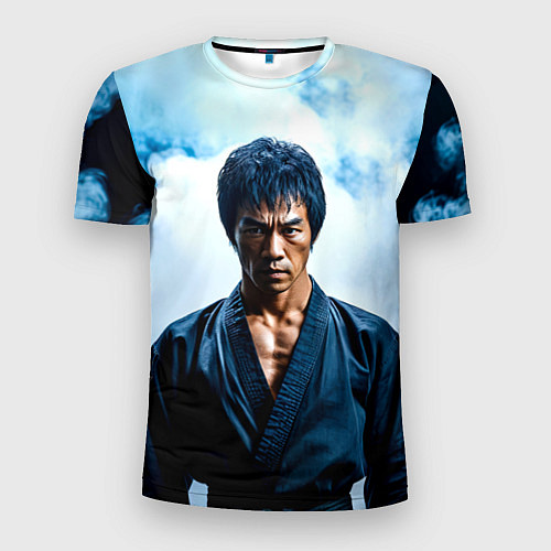 Мужская спорт-футболка Брюс Ли в дыму / 3D-принт – фото 1
