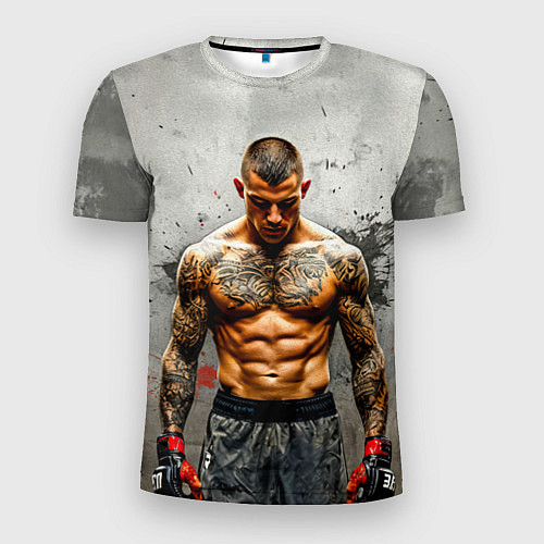 Мужская спорт-футболка Дастин Порье на сером / 3D-принт – фото 1