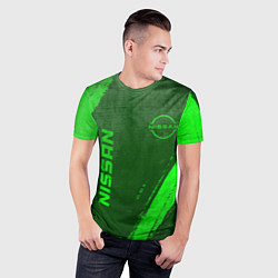 Футболка спортивная мужская Nissan - green gradient вертикально, цвет: 3D-принт — фото 2
