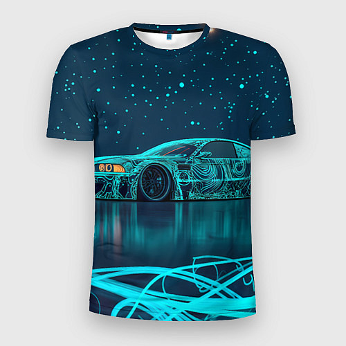 Мужская спорт-футболка BMW неоновый фон / 3D-принт – фото 1