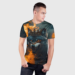Футболка спортивная мужская Злой волк в огне, цвет: 3D-принт — фото 2