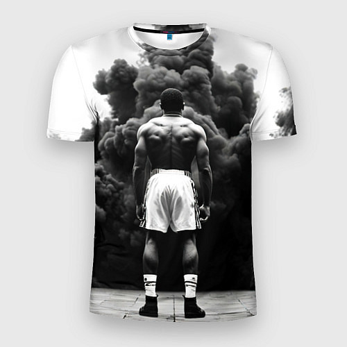 Мужская спорт-футболка Мухаммед Али в черном дыму / 3D-принт – фото 1