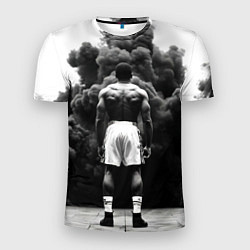Футболка спортивная мужская Мухаммед Али в черном дыму, цвет: 3D-принт