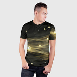 Футболка спортивная мужская Золотистый свет на черной текстуре, цвет: 3D-принт — фото 2