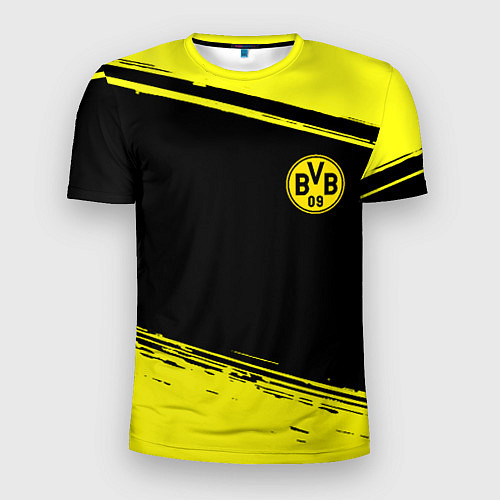 Мужская спорт-футболка Borussia жёлтые полосы / 3D-принт – фото 1
