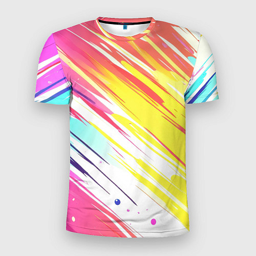 Мужская спорт-футболка Брызги краски на белом фоне / 3D-принт – фото 1
