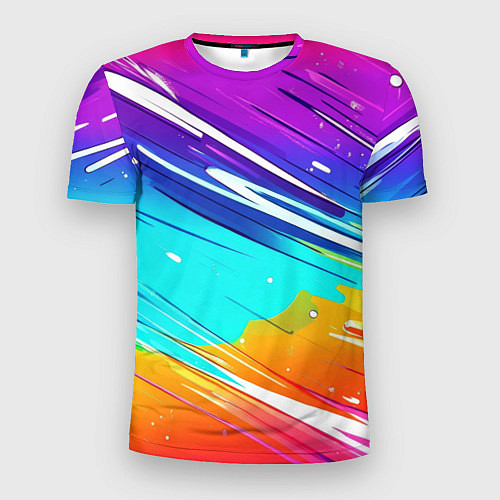 Мужская спорт-футболка Радужные брызги краски текстура / 3D-принт – фото 1