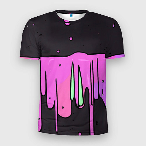 Мужская спорт-футболка Фиолетовая текстура на черном фоне / 3D-принт – фото 1