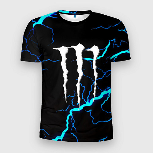 Мужская спорт-футболка Monster energy неоновые молнии / 3D-принт – фото 1