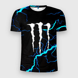 Футболка спортивная мужская Monster energy неоновые молнии, цвет: 3D-принт