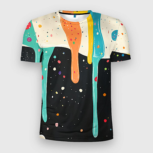 Мужская спорт-футболка Разноцветные капли текстура / 3D-принт – фото 1