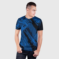Футболка спортивная мужская Тёмный синий абстракция, цвет: 3D-принт — фото 2