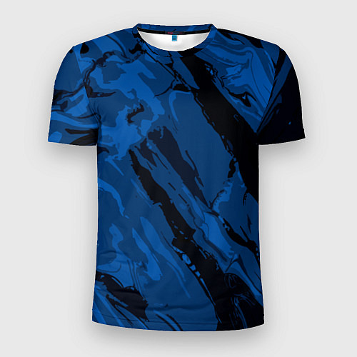 Мужская спорт-футболка Тёмный синий абстракция / 3D-принт – фото 1