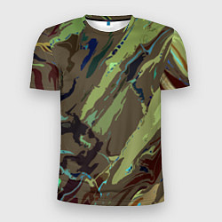 Футболка спортивная мужская Абстракция тон хаки, цвет: 3D-принт