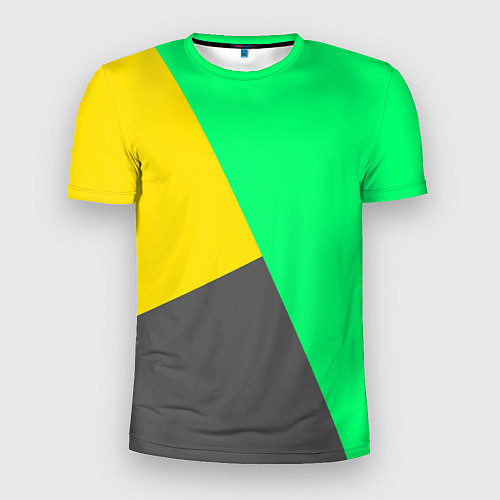 Мужская спорт-футболка Жёлто-серо-зелёный трёхцветный / 3D-принт – фото 1