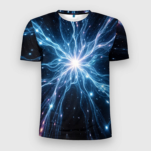 Мужская спорт-футболка Всплеск света и звезды - космическая абстракция / 3D-принт – фото 1