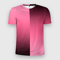 Мужская спорт-футболка Розовый с затемнением градиент пополам