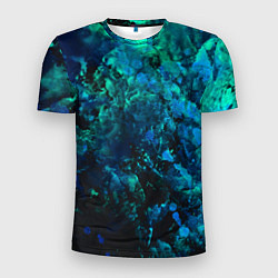 Мужская спорт-футболка Абстракция - blue-green paint spill