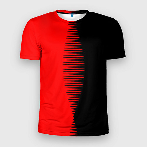 Мужская спорт-футболка Чёрно-красный пополам с переходом / 3D-принт – фото 1