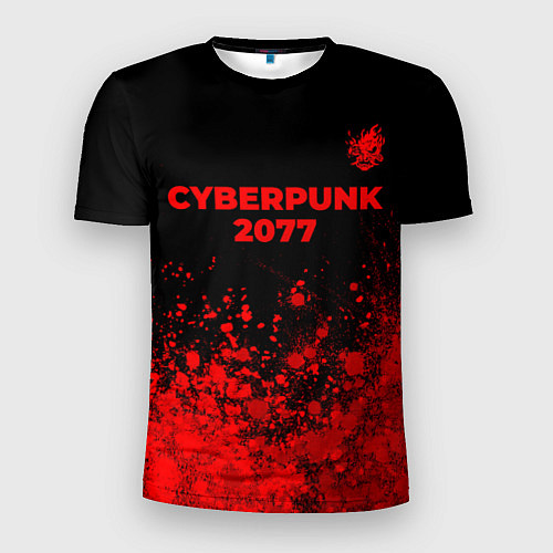 Мужская спорт-футболка Cyberpunk 2077 - red gradient посередине / 3D-принт – фото 1