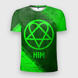 Футболка спортивная мужская HIM - green gradient, цвет: 3D-принт