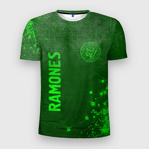 Мужская спорт-футболка Ramones - green gradient вертикально / 3D-принт – фото 1