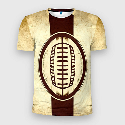 Мужская спорт-футболка Мяч регби на бежевом / 3D-принт – фото 1